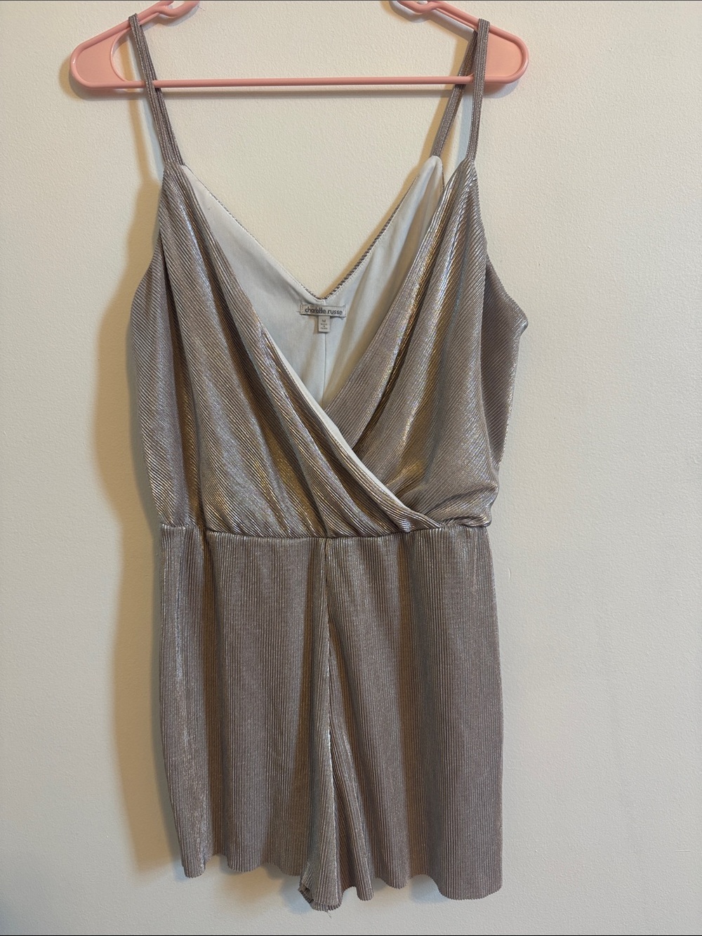 Charlotte Russe Metallic Slip Romper